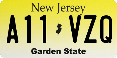 NJ license plate A11VZQ