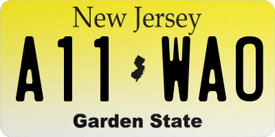 NJ license plate A11WAO