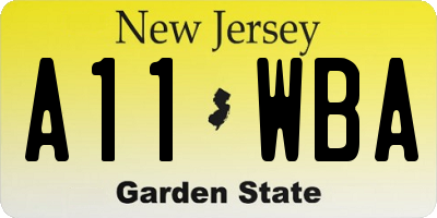 NJ license plate A11WBA