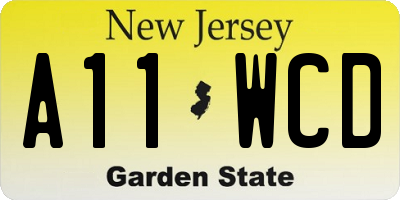 NJ license plate A11WCD