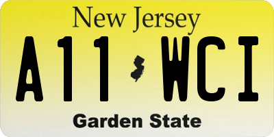NJ license plate A11WCI