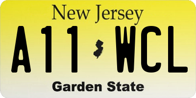 NJ license plate A11WCL