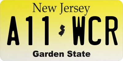 NJ license plate A11WCR