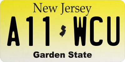 NJ license plate A11WCU