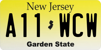 NJ license plate A11WCW