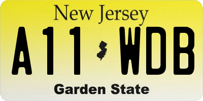 NJ license plate A11WDB