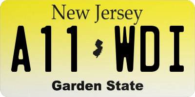 NJ license plate A11WDI