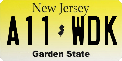 NJ license plate A11WDK