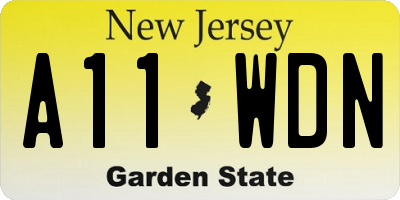 NJ license plate A11WDN