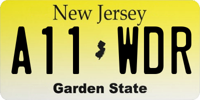 NJ license plate A11WDR