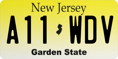 NJ license plate A11WDV