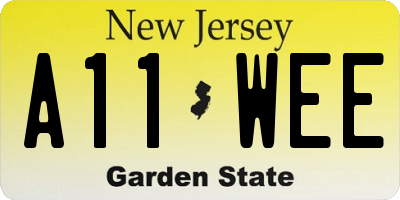 NJ license plate A11WEE
