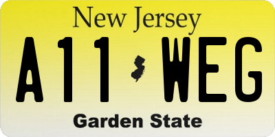 NJ license plate A11WEG