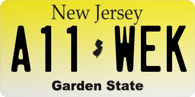 NJ license plate A11WEK