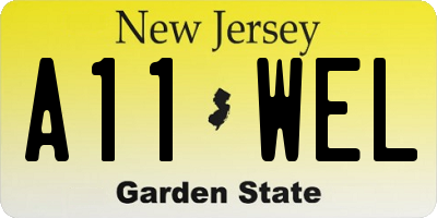 NJ license plate A11WEL
