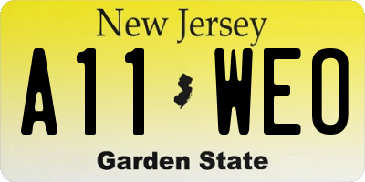 NJ license plate A11WEO