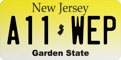 NJ license plate A11WEP