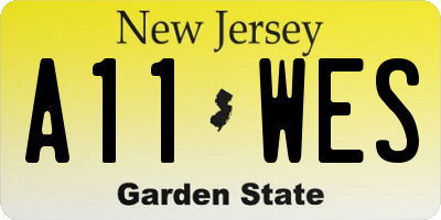 NJ license plate A11WES