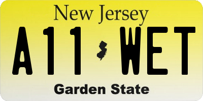 NJ license plate A11WET