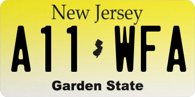 NJ license plate A11WFA