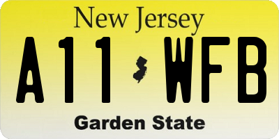 NJ license plate A11WFB