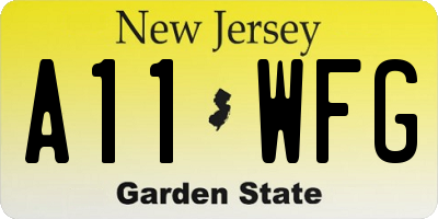 NJ license plate A11WFG