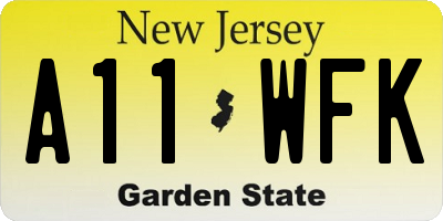 NJ license plate A11WFK