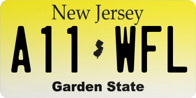 NJ license plate A11WFL