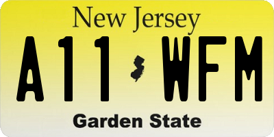 NJ license plate A11WFM
