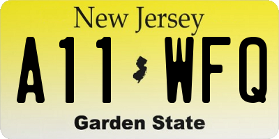 NJ license plate A11WFQ