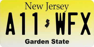 NJ license plate A11WFX