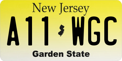 NJ license plate A11WGC