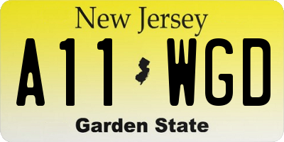 NJ license plate A11WGD
