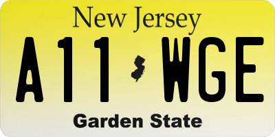 NJ license plate A11WGE