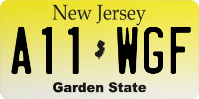 NJ license plate A11WGF