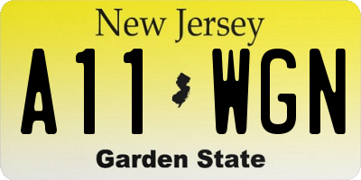 NJ license plate A11WGN