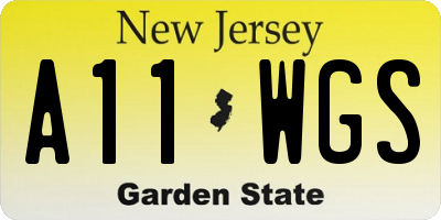 NJ license plate A11WGS