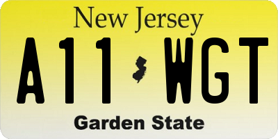 NJ license plate A11WGT