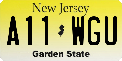 NJ license plate A11WGU