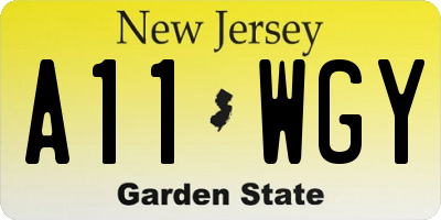 NJ license plate A11WGY