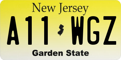 NJ license plate A11WGZ