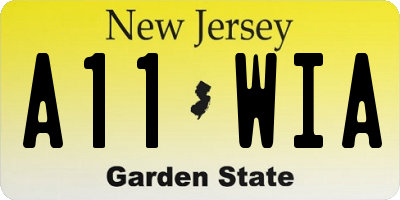NJ license plate A11WIA