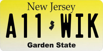 NJ license plate A11WIK