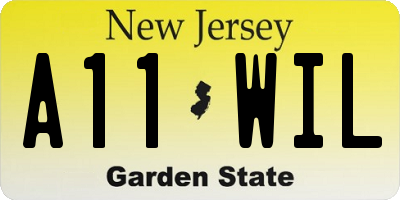 NJ license plate A11WIL