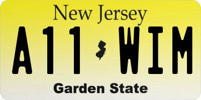 NJ license plate A11WIM