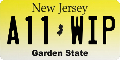 NJ license plate A11WIP