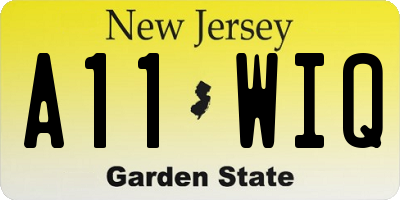 NJ license plate A11WIQ