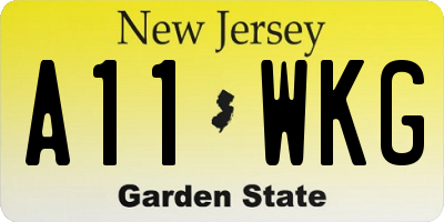 NJ license plate A11WKG