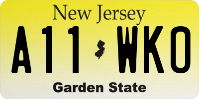 NJ license plate A11WKO