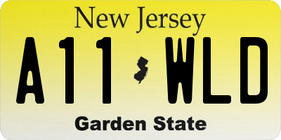 NJ license plate A11WLD